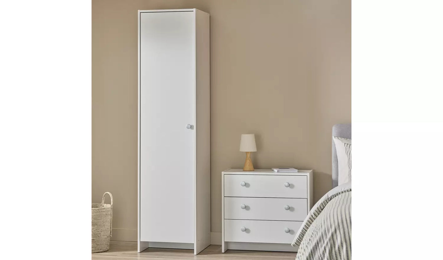 Assembled Seville 1 Door Wardrobe - White